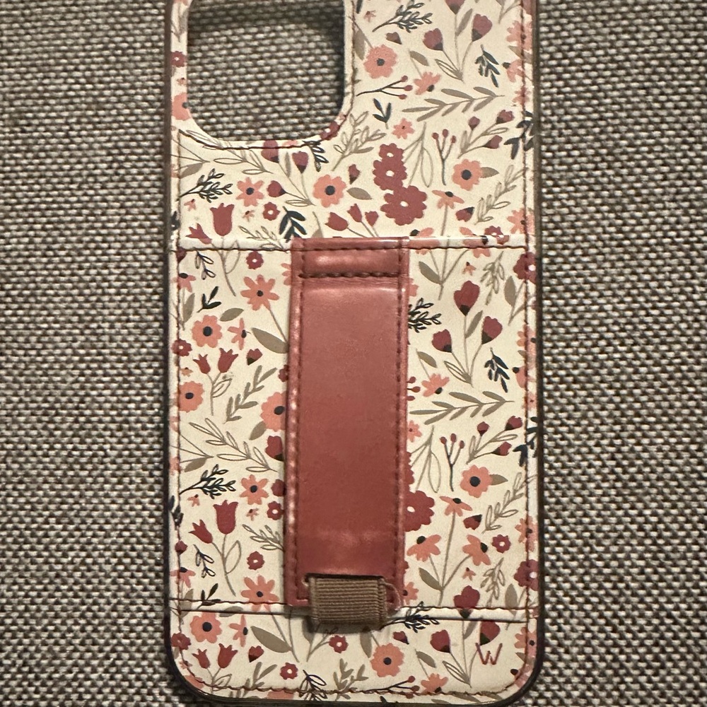 iPhone 12 Pro Max Walli Floral Phone Case with Stand - Pink and Cream,